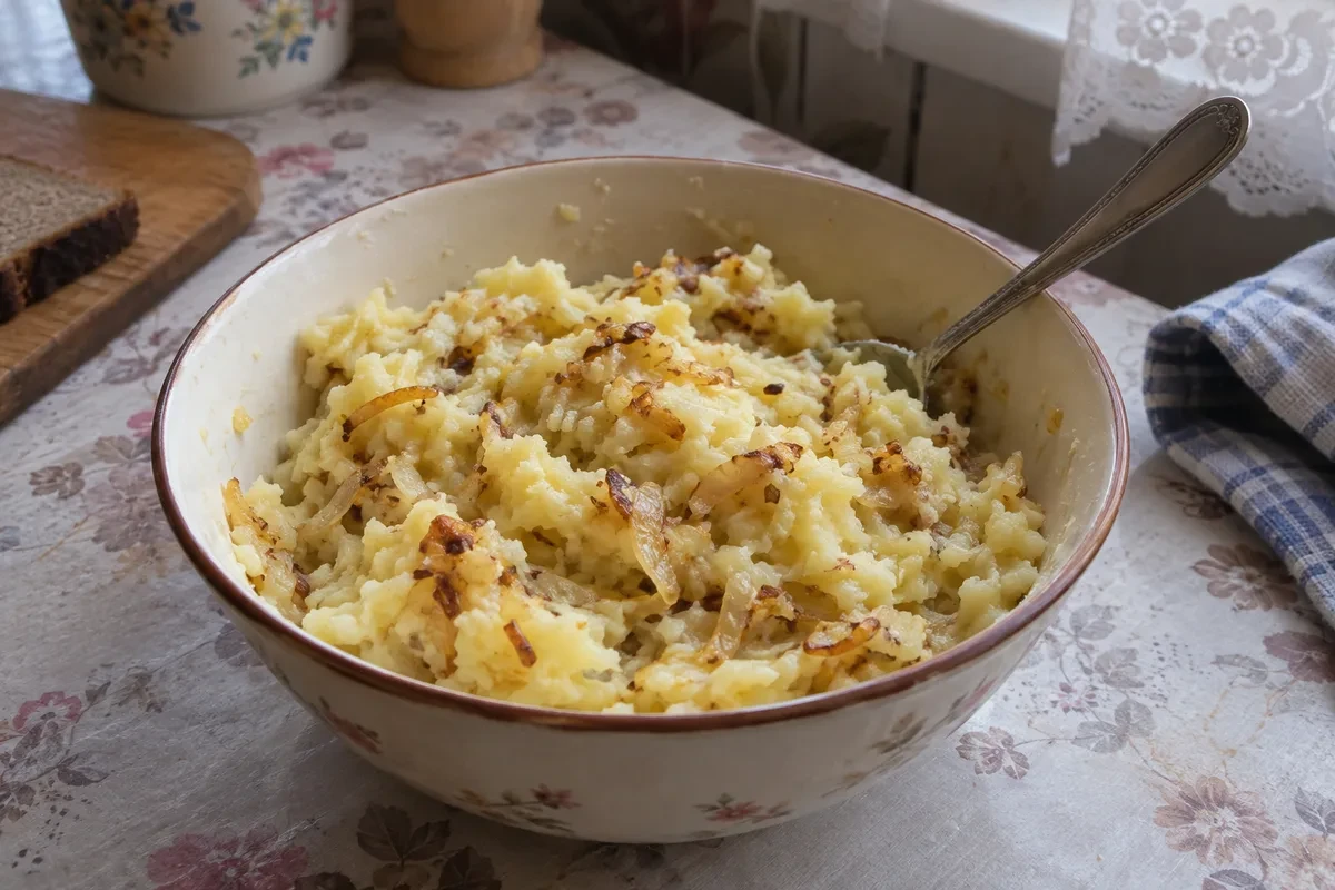 Картофельная начинка с жареным луком